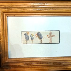 Framed sketch art, vintage